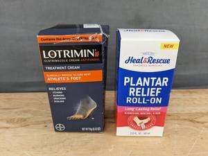 lot 290 image: Lotrimin Cream 0.53 oz & Heal & Rescue Plantar Relief Roll-On 2 oz - Brand New