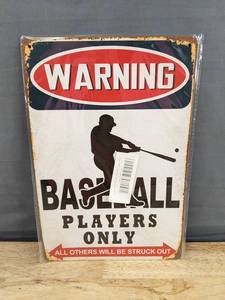 lot 237 image: Baseball Players Only Metal Warning Sign 8 x 12 Inch - Brand New
