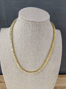 lot 104 image: Gold Color Necklace with Clear Stones - Brand New