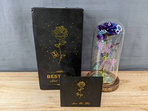 lot 105 image: Iridescent Display Rose Dome with Butterflies and Just For You Base - Brand New