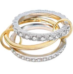 lot 108 image: 3 Gold-Plated & Silver Stackable Rings, Women Size 10 - Brand New