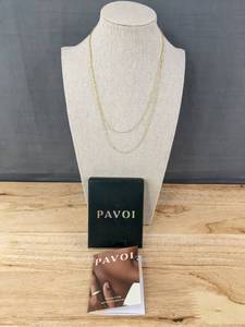 lot 131 image: PAVOI Gold-Tone Layered Chain Necklace Set with Box - Brand New
