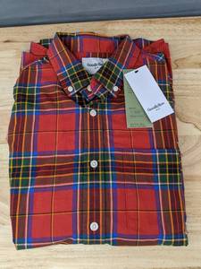 lot 136 image: Goodfellow & Co. Mens Red Plaid Button-Up Shirt Slim Fit Medium - Brand New