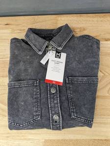 lot 141 image: Members Mark Knit Denim Shirt XS, Black - Brand New