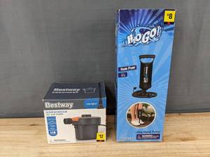 lot 149 image: Bestway H2OGO Hand Pump and Sidewinder AC Air Pump - Brand New