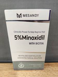 lot 157 image: Mesandy 5 Percent Minoxidil with Biotin Hair Growth Topical Solution 60mL - Brand New