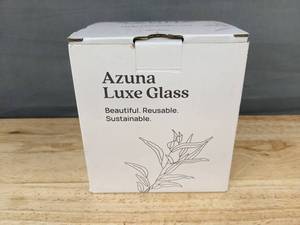 lot 167 image: 2 Azuna Luxe Glass 8oz Jars with Bamboo Lids - Brand New