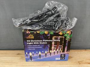 lot 168 image: C9 Christmas Pathway 30 ft String Lights with Stakes, 20 Lights - New