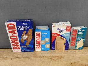 lot 188 image: 4 Boxes of Band-Aid and Nexcare Bandages - Brand New
