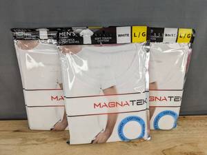 lot 199 image: 3 MagnaTek Mens Crew Neck T-Shirts White Large - Brand New
