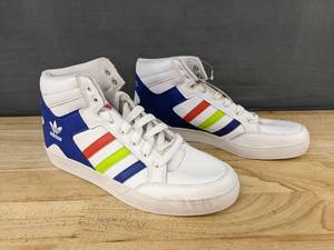 lot 33F image: Adidas Hard Court Shoes Mens Size 11 White Blue Stripe - New