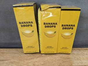 lot 221 image: 3 Banana Drops Dietary Supplement, 2 fl oz Each - Brand New