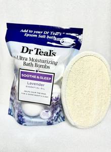 lot 255 image: 5 Dr. Teals Bath Bombs Soothe & Sleep Lavender  Basicos Exfoliating Pad - Brand New