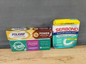 lot 273 image: Dental Adhesive and Toothpaste Poligrip, Sea-Bond, Toms - Brand New