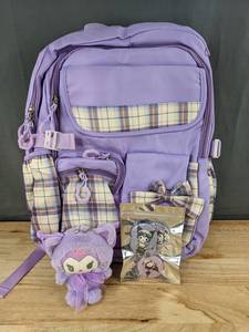 lot 90 image: Hello Kitty and Friends Backpack Set with Pins and Plush Keychain - Brand New