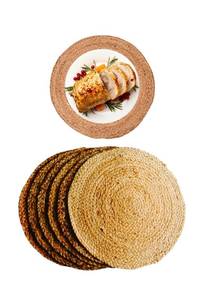 lot 333 image: Set of 10 Natural Jute Round Woven Placemats, 12 & 15 - Brand New