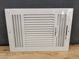 lot 338 image: HBW 12x8 3-Way Stamped Steel CeilingWall Vent Cover - Brand New