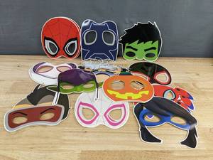 lot 345 image: Set of 12 Lightweight Hero & Halloween Masks, Masquerade Party Cosplay - Brand New