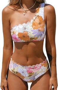 lot 347 image: Cupshe Womens One Shoulder Bikini Set Floral Size Medium - Brand New
