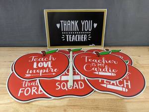 lot 349 image: Teacher Appreciation Yard Sign Decor Set, 9-Piece - Brand New