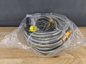 lot 355 image: Rosy Earth Stainless Steel Garden Hose with Nozzle - Brand New