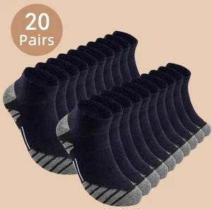 lot 72B image: 20 Brand New Mens Low Cut Anti Odor & Sweat Absorption Navy Blue Socks