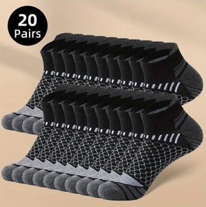 lot 60B image: 20 Brand New Mens Low Cut Anti Odor & Sweat Absorption Black Socks