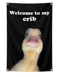 lot 50F image: 2 Welcome to My Crib Funny Duck Flags, 2x3 Ft - Brand New