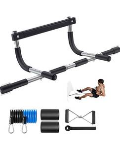lot 107F image: Ally Peaks Multi-Grip Doorway Pull Up Bar with Resistance Bands - Brand New