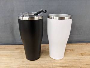 lot 68F image: Two 30 oz Stainless Steel Tumblers, Black and White - Brand New