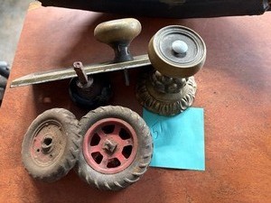 lot 51 image: Vintage Door Knobs and Toy Tractor Parts