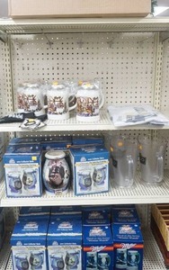 lot 141 image: Steins, Miller Lite Poly Pitchers, Corona Extra Flags, Miller Lite Glasses