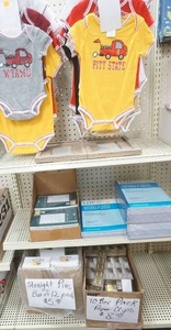 lot 198 image: Baby Onesies, Photo Frames, Straight Pins, Paper Clips, Receipt Books, Planner Paper