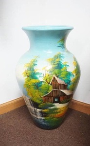 lot 248 image: Hand Painted Ceramic Vase 22 tall