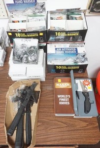 lot 251 image: Folding Knives, Mini Compasses, Warmers, Hatchets