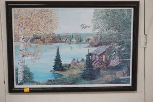 lot 320 image: Vintage Cabin Print