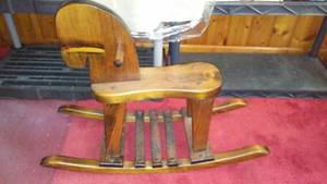 lot 194 image: Handcrafted Wood Rocking Horse.