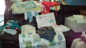 lot 202 image: 60-80 Yr. Old Baby Blankets and Clothes.