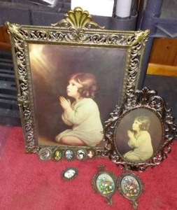 lot 206 image: Vintage Framed Praying Child Art and more.