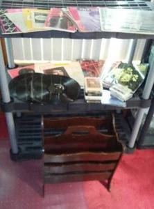 lot 239 image: Vintage Magazine Rack and Collectibles.