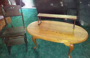 lot 203 image: Convertible ChairLadder, Coffee Table and Shelf.