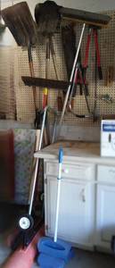 lot 352 image: Pipe Clamps, Shovels, Lopers, Saws, Brooms.
