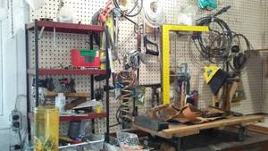 lot 218 image: Hand tools. Creeper, Hammers, Nail Puller and More.