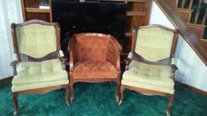 lot 246 image: 3 Cane Back Accent Chairs