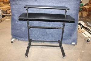 lot 1 image: Adjustable Rolling Computer Desk with Raised Monitor Shelf