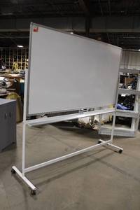 lot 29 image: Large Mobile Double-Sided Whiteboard on Wheels 70x40 Inches