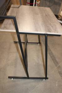 lot 30 image: Compact Computer Desk with Black Metal Frame and Wood Grain Top