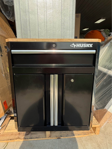 lot 28 image: Husky 24-Gauge Steel 1-Drawer 2-Door Garage Base Cabinet in Black 28 W x 32.8 H x 18.3 D   NEW