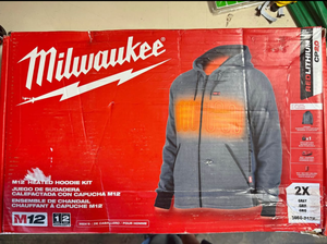 lot 36 image: Milwaukee M12 Long Sleeve 2XL Mens Full-Zip Heated Hoodie Kit Gray BRAND NEW