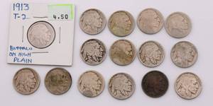 lot 34 image: US Buffalo Nickel Lot of 15
